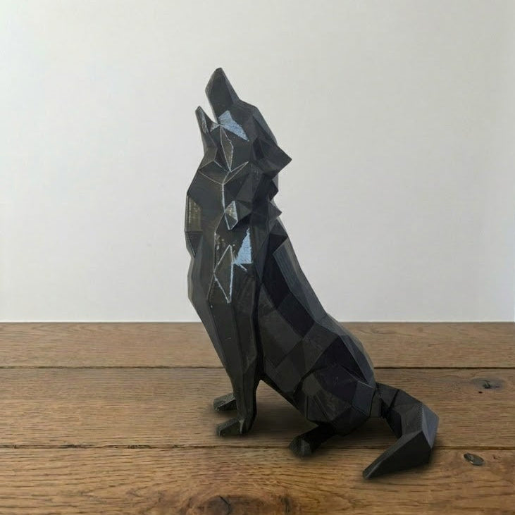 Sculpture Loup Géométrique - Statue Géométrique Animal Sauvage - Déco Moderne et Minimaliste Loup qui Hurle