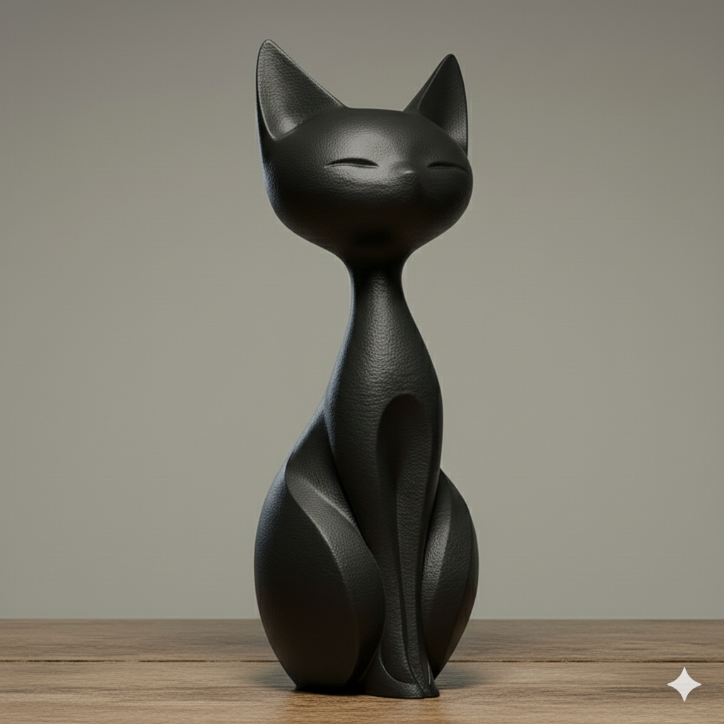 Statuette Chat Élégant Minimaliste - Déco Chat Design pour Intérieur Moderne
