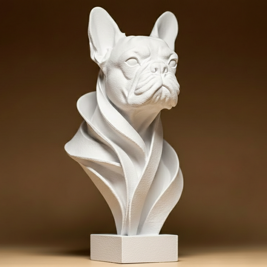 Sculpture Buste Bouledogue Français - Statuette Décorative Chien Design