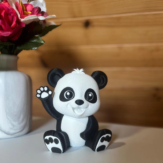 Figurine Panda Joyeux - Statuette Animale Kawaii - Décoration de Bureau Mignonne et Originale