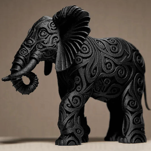 Sculpture Éléphant design - Statue Animale Ornementale Complexe - Déco Ethnique Chic et Spirituelle