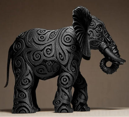 Sculpture Éléphant design - Statue Animale Ornementale Complexe - Déco Ethnique Chic et Spirituelle