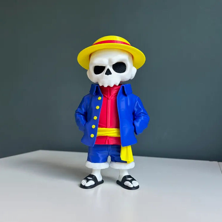 Figurine Squelette Monkey D. Luffy - Statue Pirate Chapeau de Paille Style Skull - Déco Geek Manga et Anime