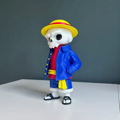 Figurine Squelette Monkey D. Luffy - Statue Pirate Chapeau de Paille Style Skull - Déco Geek Manga et Anime