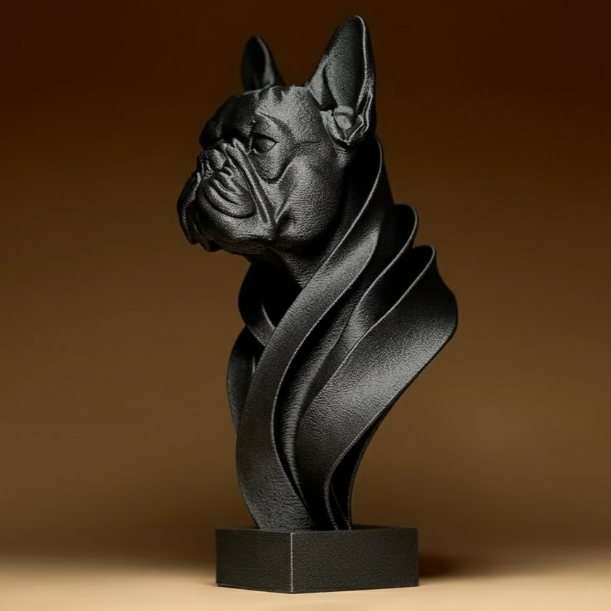 Sculpture Buste Bouledogue Français - Statuette Décorative Chien Design