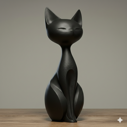 Statuette Chat Élégant Minimaliste - Déco Chat Design pour Intérieur Moderne