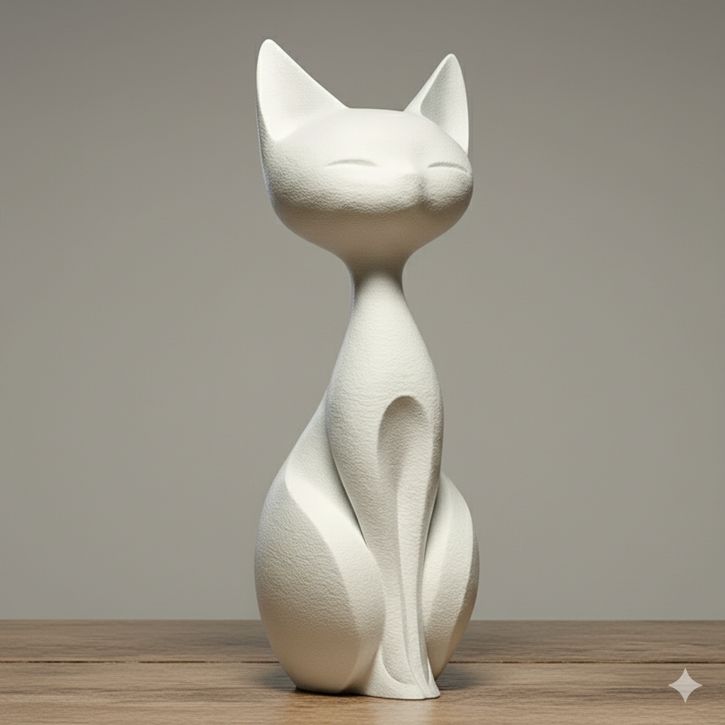 Statuette Chat Élégant Minimaliste - Déco Chat Design pour Intérieur Moderne