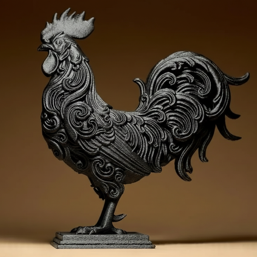 Statue Coq Design - Sculpture Animalière Baroque - Décoration Intérieure Coq Emblème