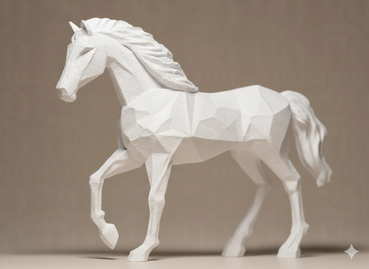 Sculpture Cheval Design Géométrique - Sculpture Animalière Moderne et Artistique