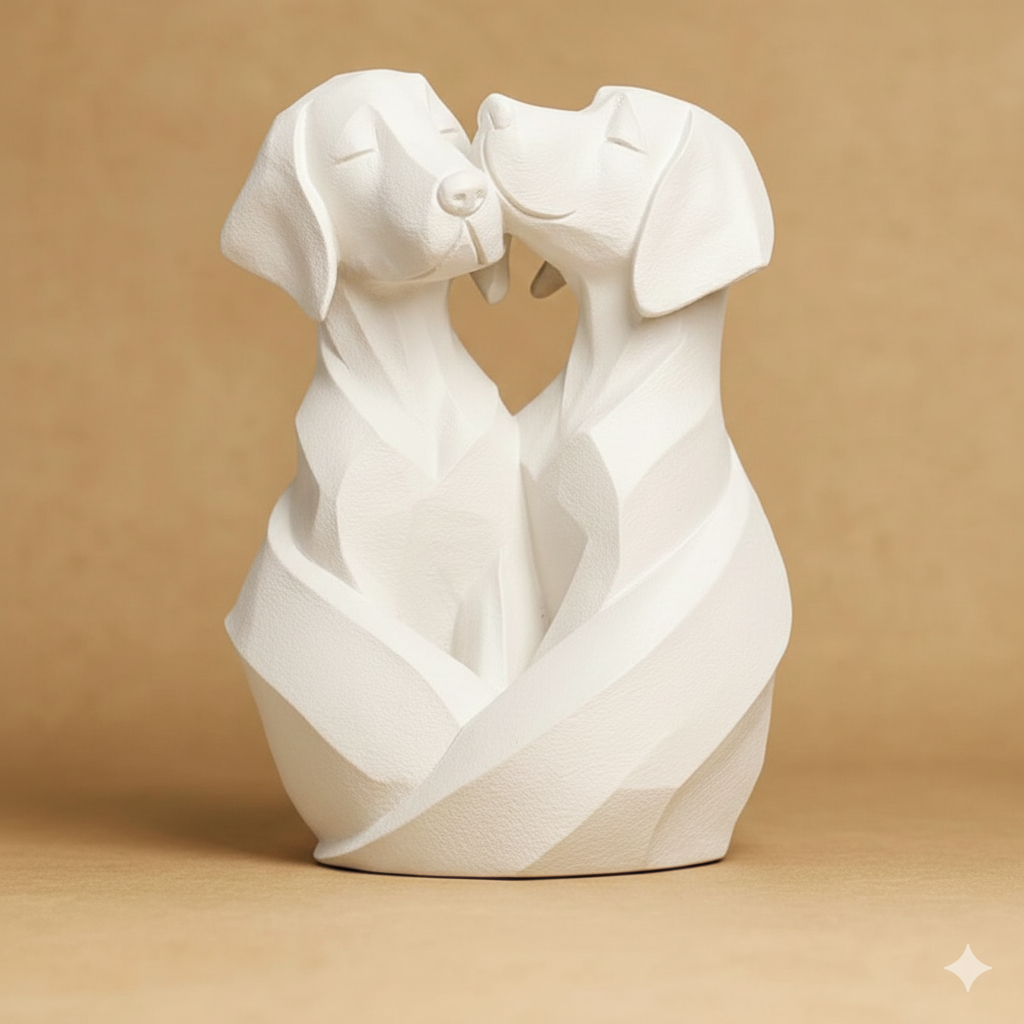 Sculpture Duo de Chiens Design - Objet Déco Amoureux Style Contemporain