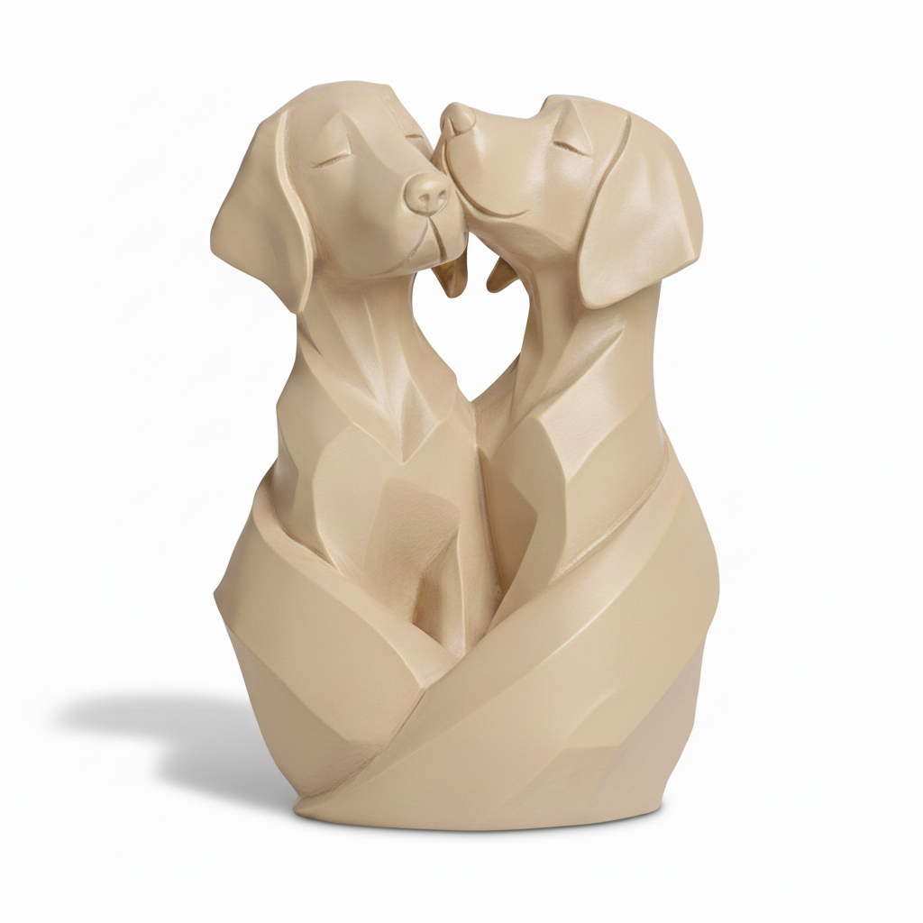 Sculpture Duo de Chiens Design - Objet Déco Amoureux Style Contemporain