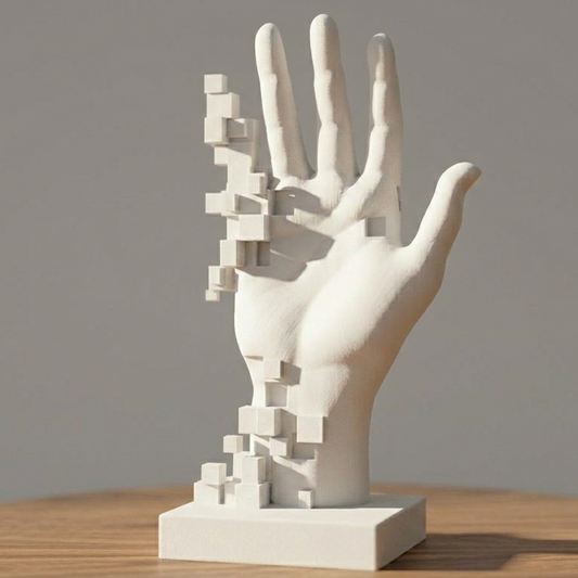 Sculpture Main Pixel Design - Art Geek Minimaliste - Décoration Bureau Setup Gaming