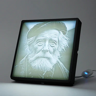 Lithophanie Personnalisée avec Cadre LED - Portrait Photo 3D Lumineux - Cadeau Unique Souvenir