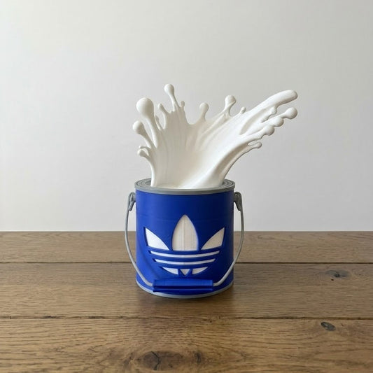 Sculpture Explosion de Peinture - Pot Bleu Logo Sport - Déco Moderne Design Intérieur Street Art