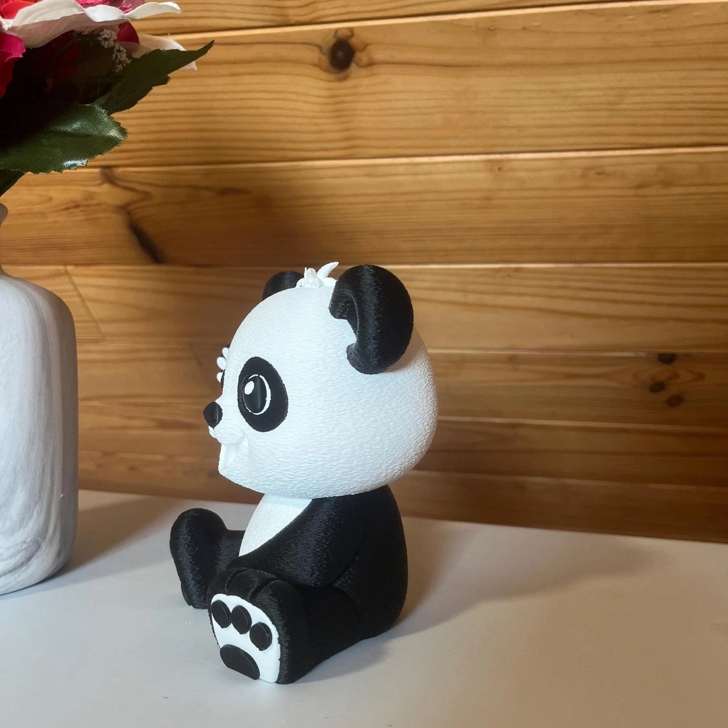 Figurine Panda Joyeux - Statuette Animale Kawaii - Décoration de Bureau Mignonne et Originale